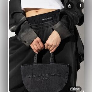 Alexander Wang Punch Tote Bag Canvas Small Medium Embroidered Black New No Tags